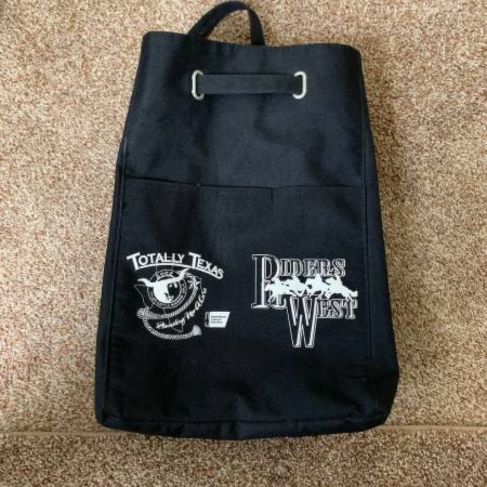 VTG TEXAS Black canvas draw string backpack